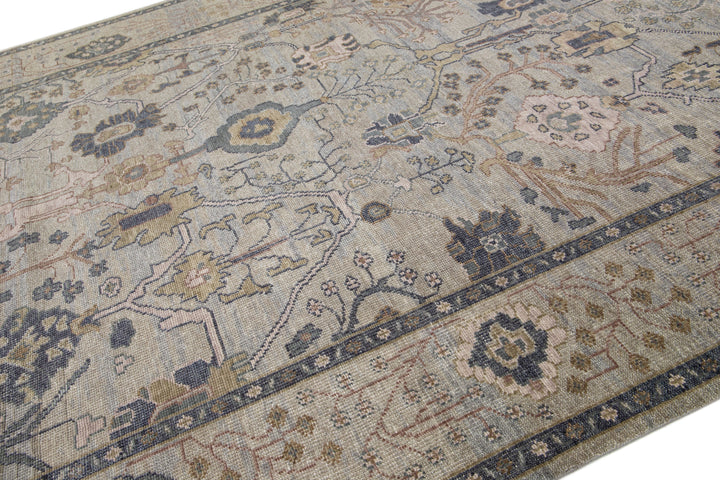 Modern Oushak Style Wool Rug 10 x 14
