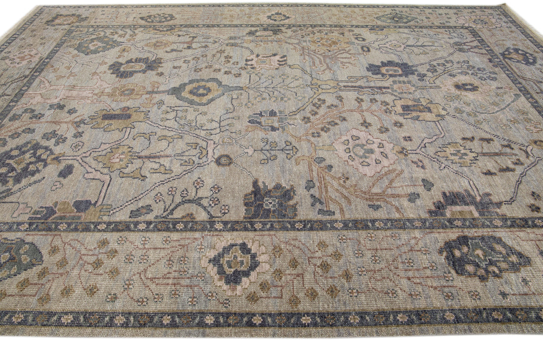Modern Oushak Style Wool Rug 10 x 14