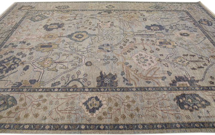 Modern Oushak Style Wool Rug 10 x 14