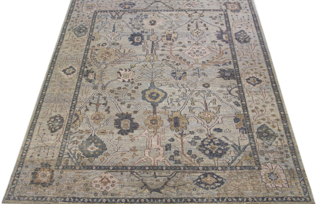 Modern Oushak Style Wool Rug 10 x 14