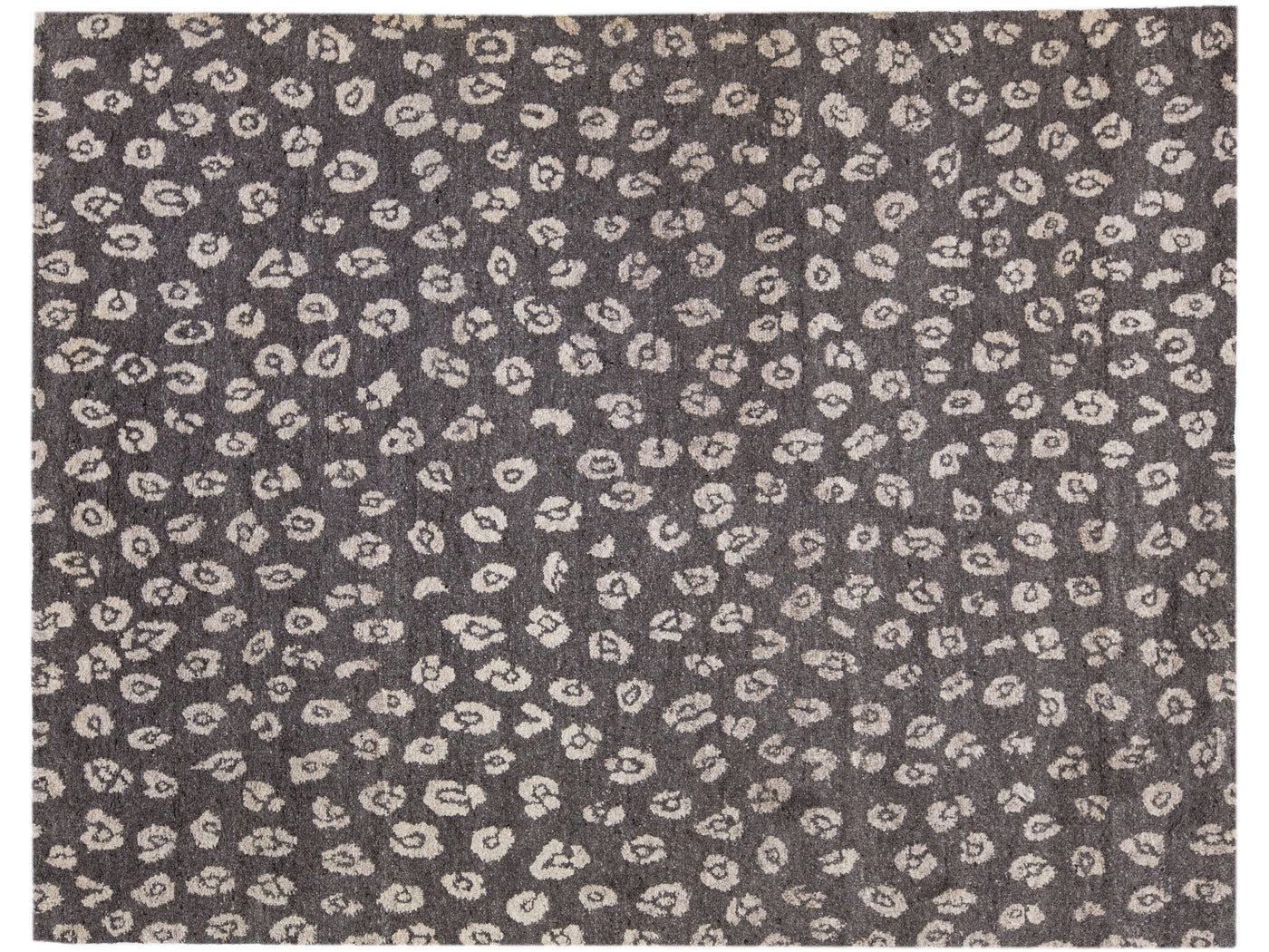 Contemporary Moroccan Style Charcoal Handmade Allover Wool & Viscose Rug