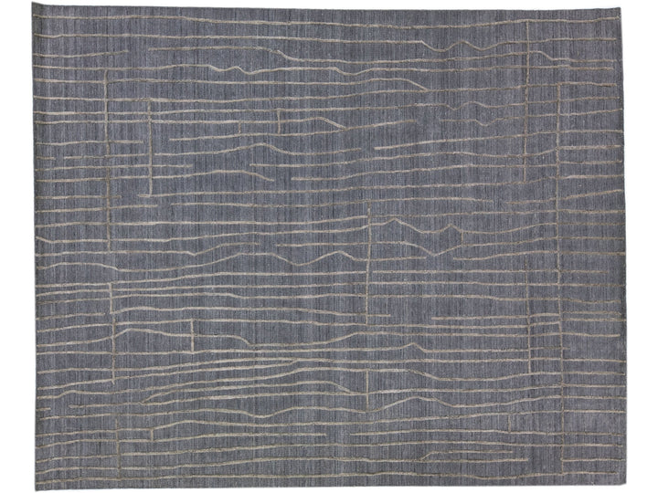 Contemporary Texture Handmade Charcoal Wool & Viscose Rug