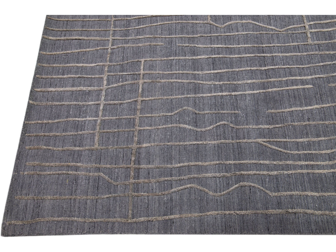 Modern Texture Wool Rug 8 X 10