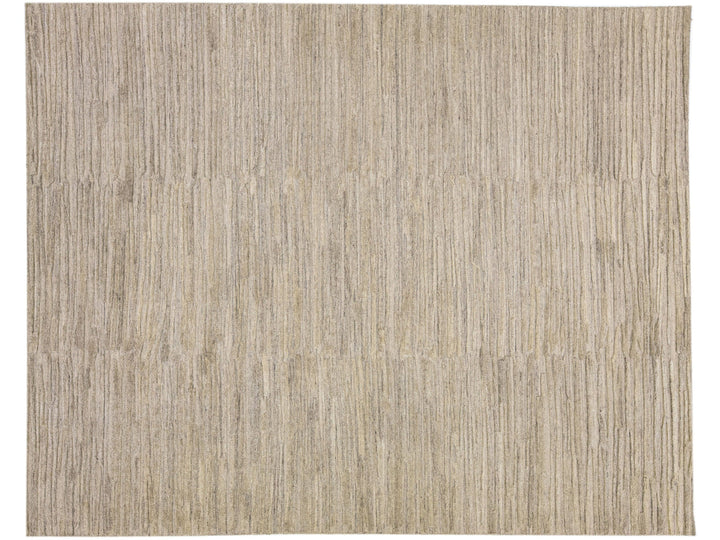 Contemporary Texture Natural Beige Handmade Wool & Viscose Rug