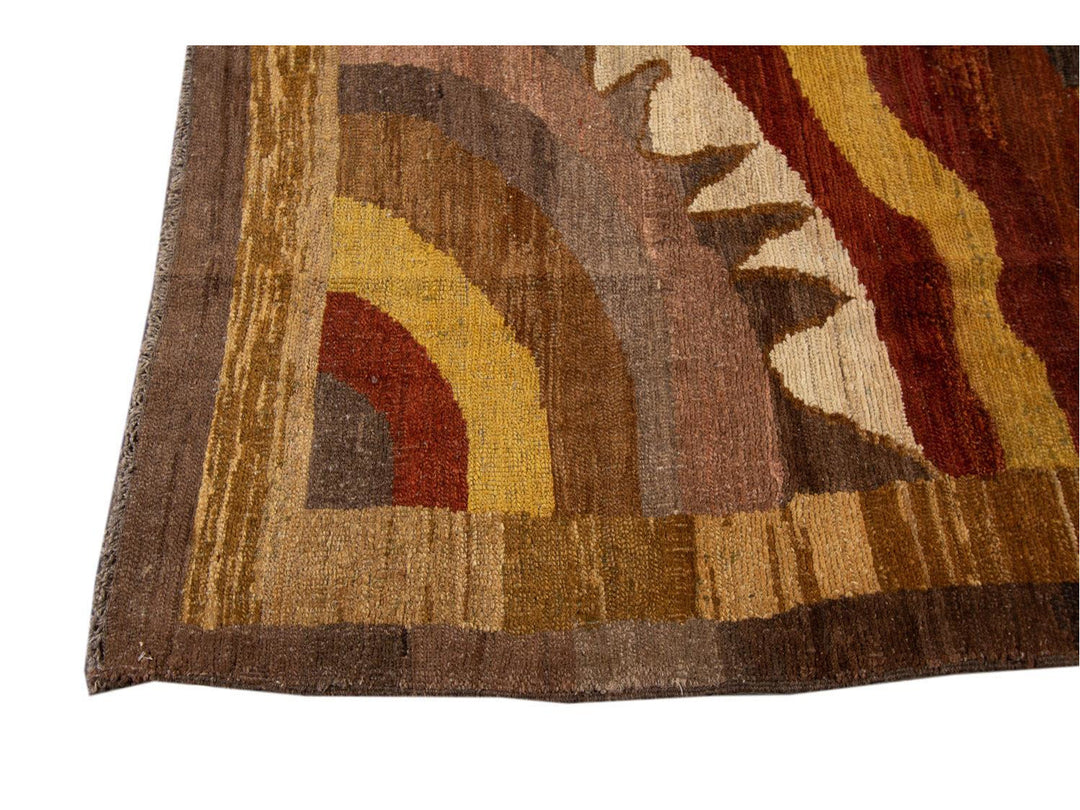 Vintage Art Deco Style Wool Rug 6 X 7
