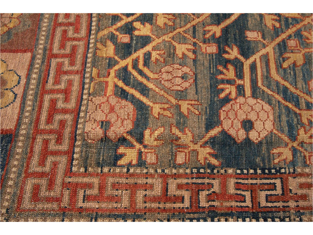 Vintage Khotan Style Tribal Wool Rug 7 X 10