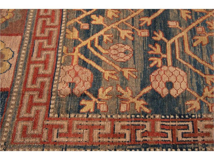Vintage Khotan Style Tribal Wool Rug 7 X 10