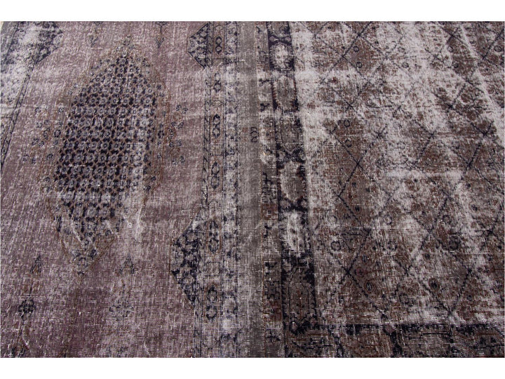Vintage Gray Overdyed Wool Rug 11 x 17