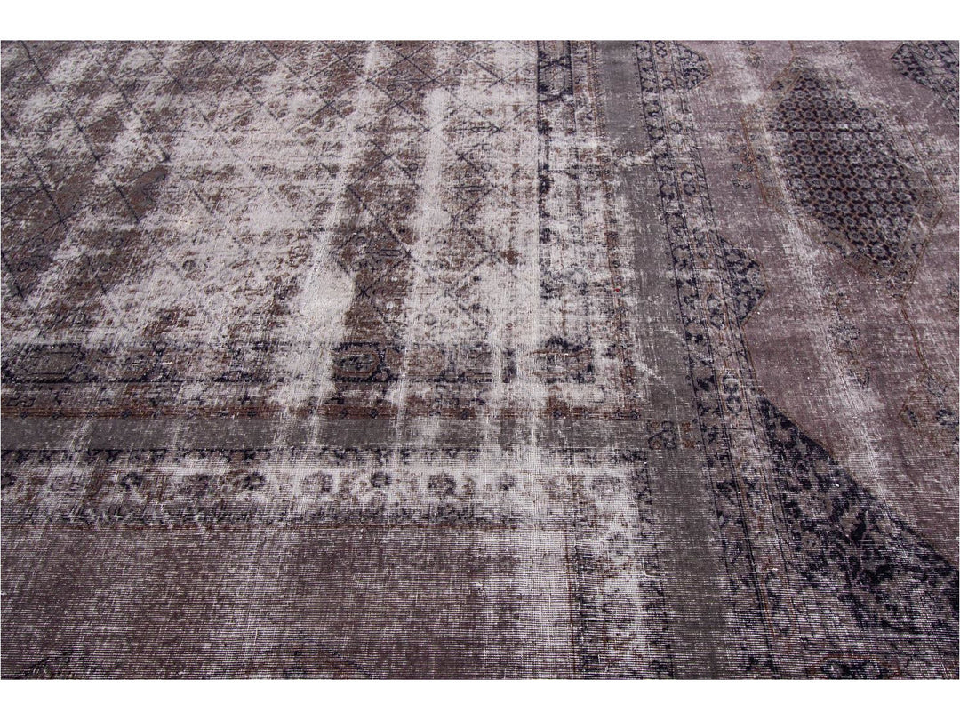 Vintage Gray Overdyed Wool Rug 11 x 17