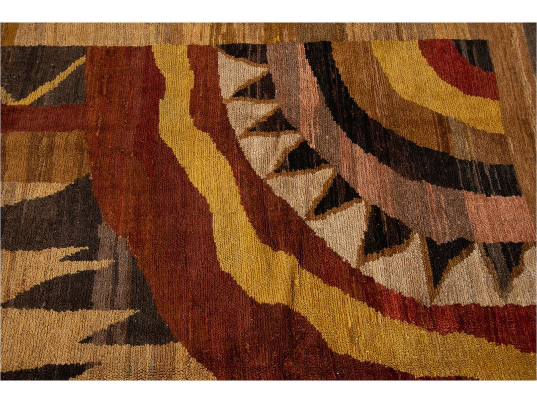 Vintage Art Deco Style Wool Rug 6 X 7