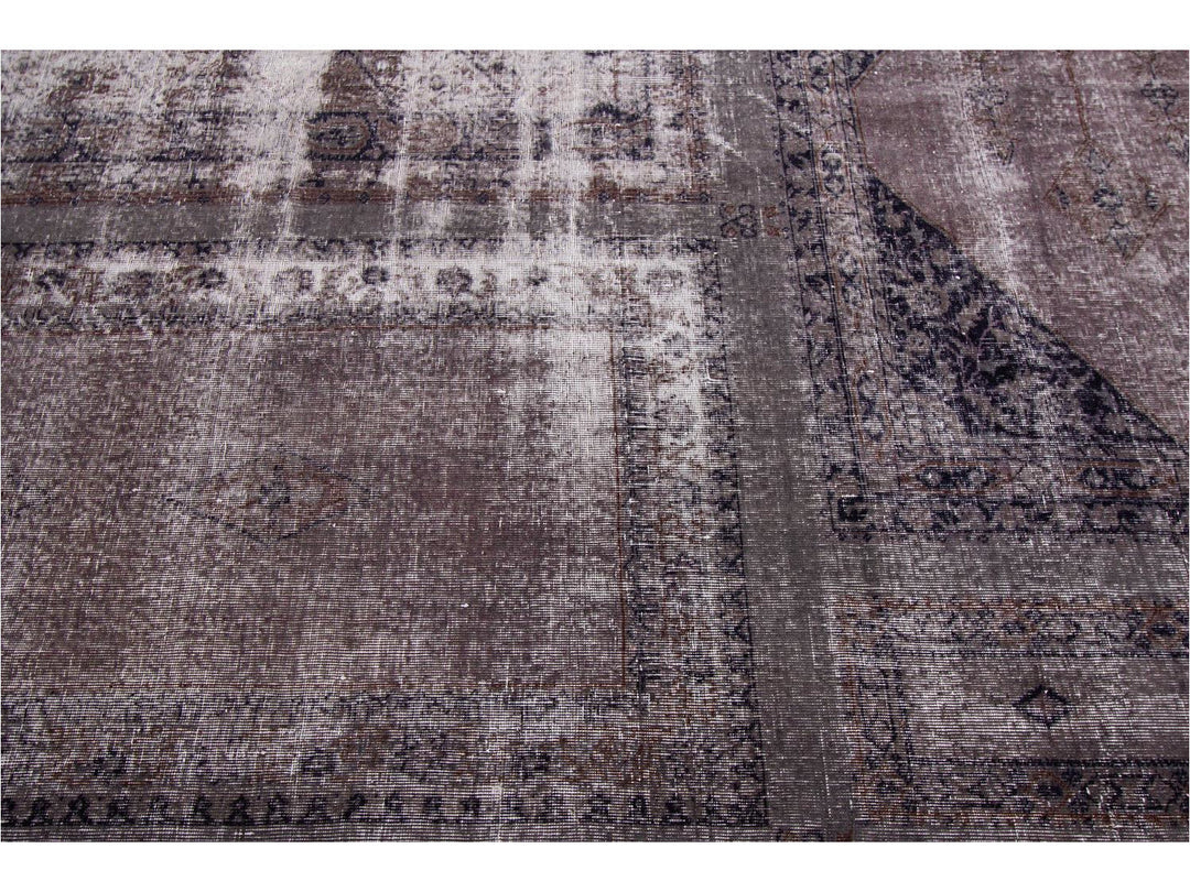 Vintage Gray Overdyed Wool Rug 11 x 17