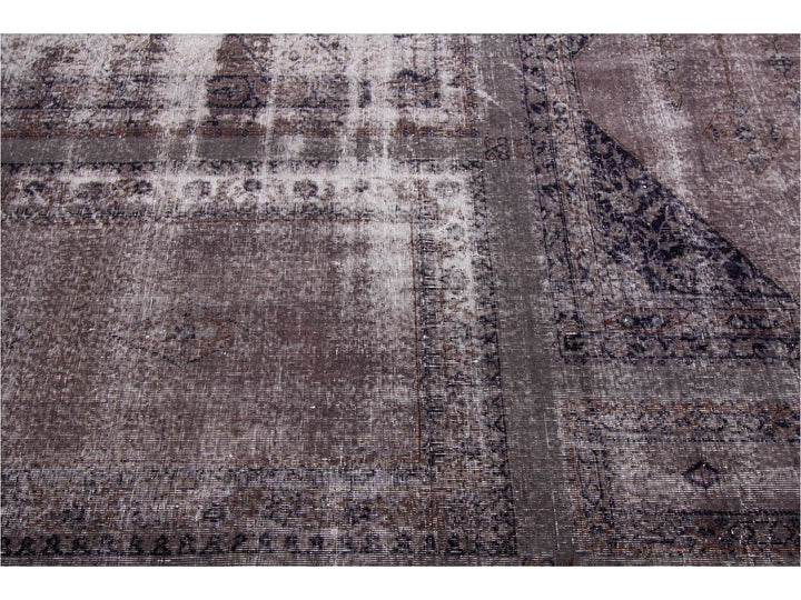 Vintage Gray Overdyed Wool Rug 11 x 17
