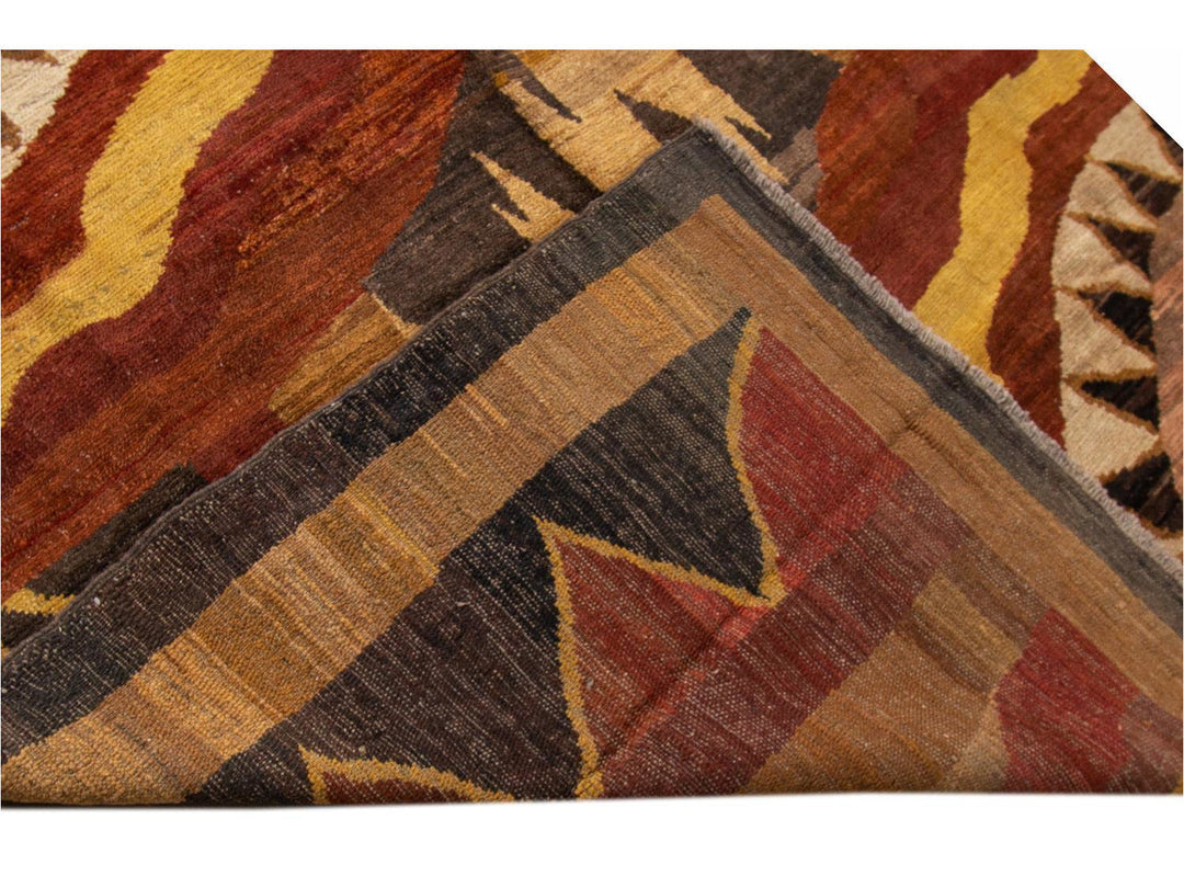 Vintage Art Deco Style Wool Rug 6 X 7