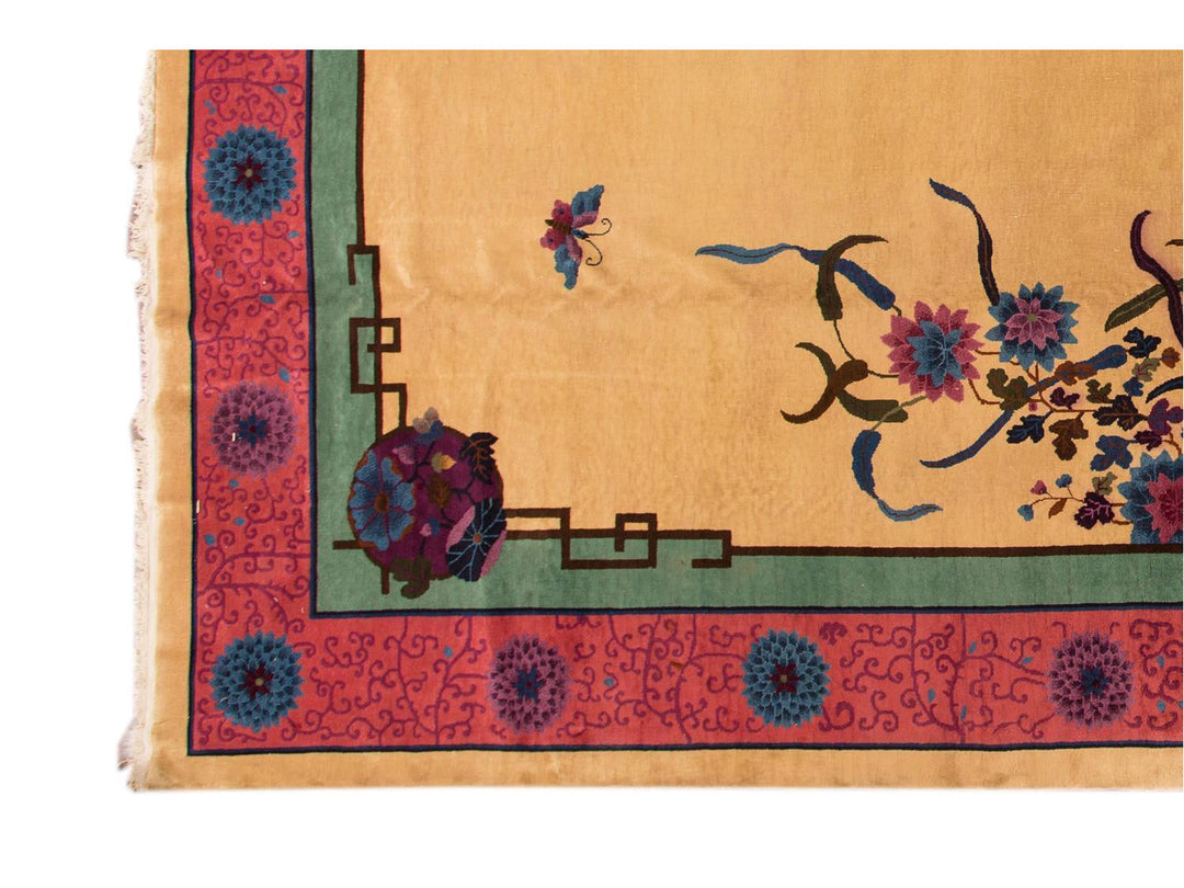 Antique Chinese Nichols Wool Rug 12 X 17