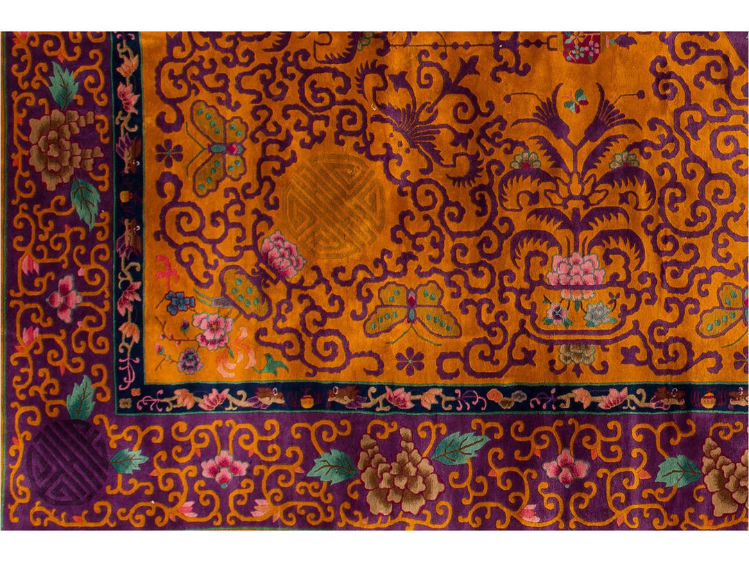 Antique Chinese Art Deco Wool Rug 12 X 20
