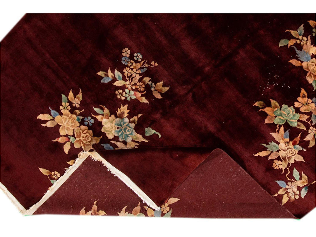 Antique Art Deco Chinese Wool Rug 9 X 12