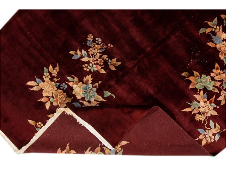Antique Art Deco Chinese Wool Rug 9 X 12