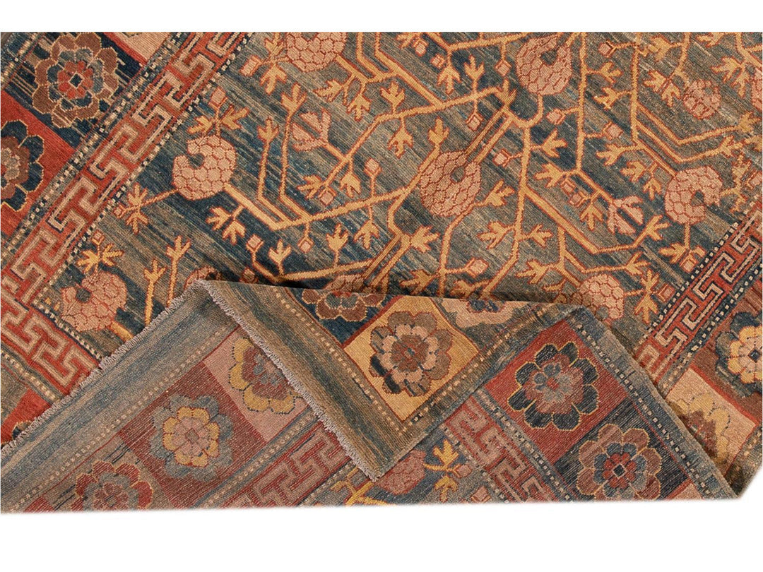 Vintage Khotan Style Tribal Wool Rug 7 X 10