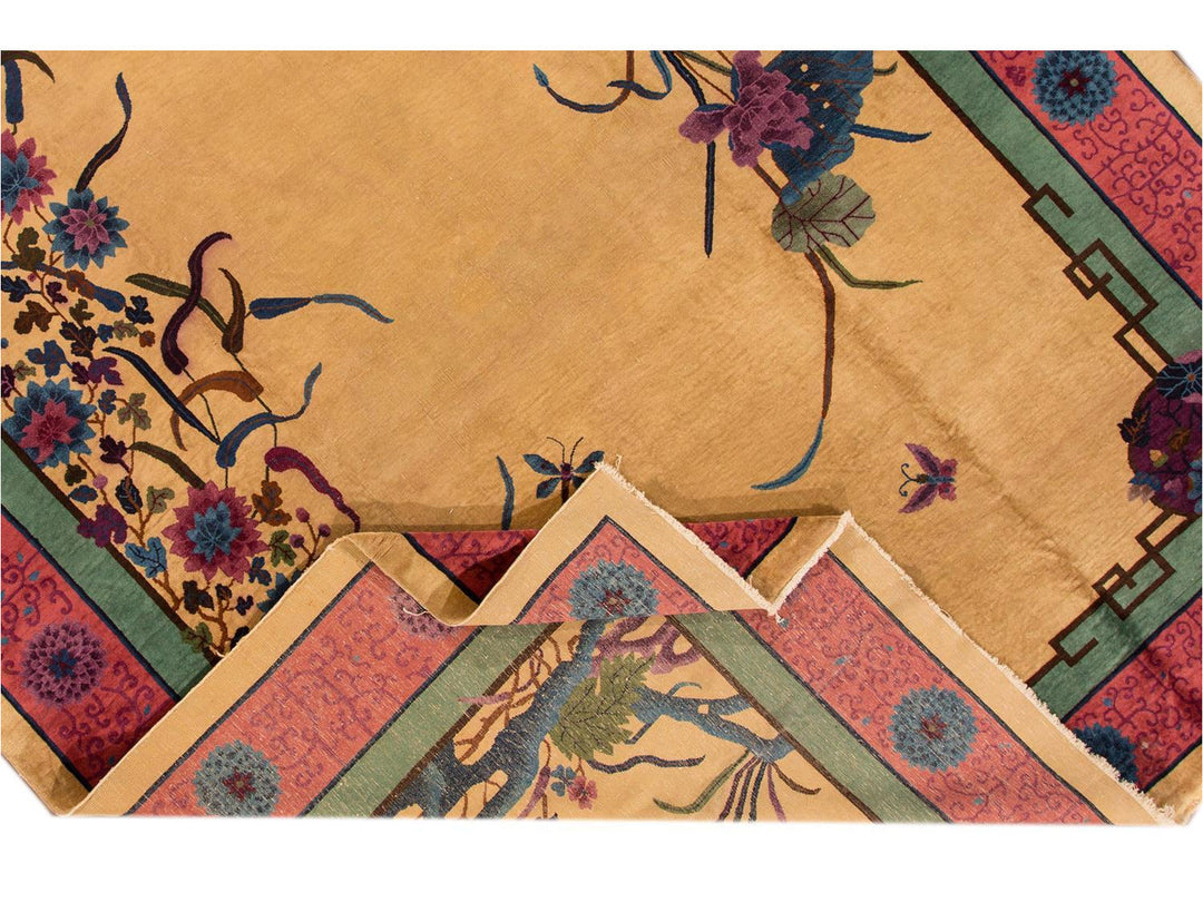 Antique Chinese Nichols Wool Rug 12 X 17