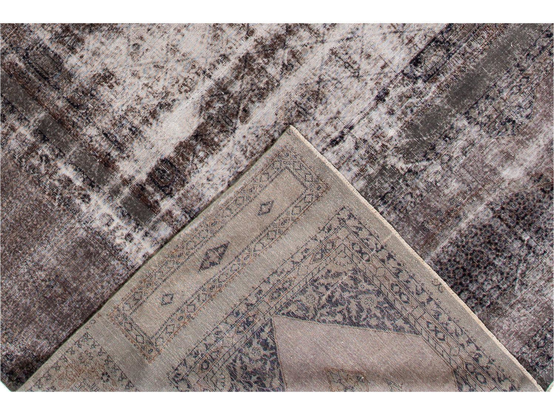 Vintage Gray Overdyed Wool Rug 11 x 17