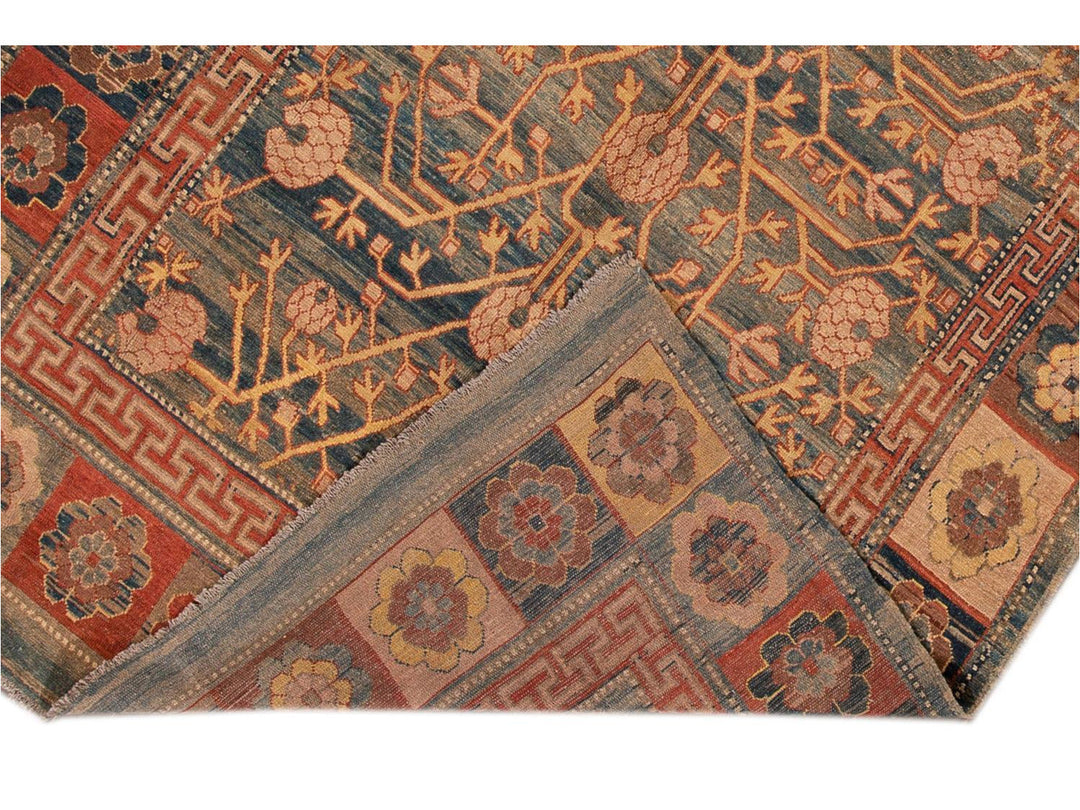 Vintage Khotan Style Tribal Wool Rug 7 X 10