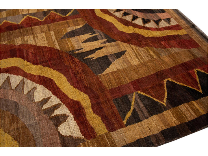 Vintage Art Deco Style Wool Rug 6 X 7