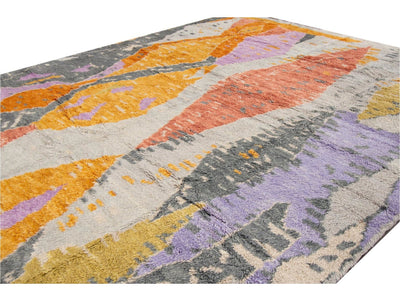 Modern Moroccan-Style Wool Rug 10 X 14