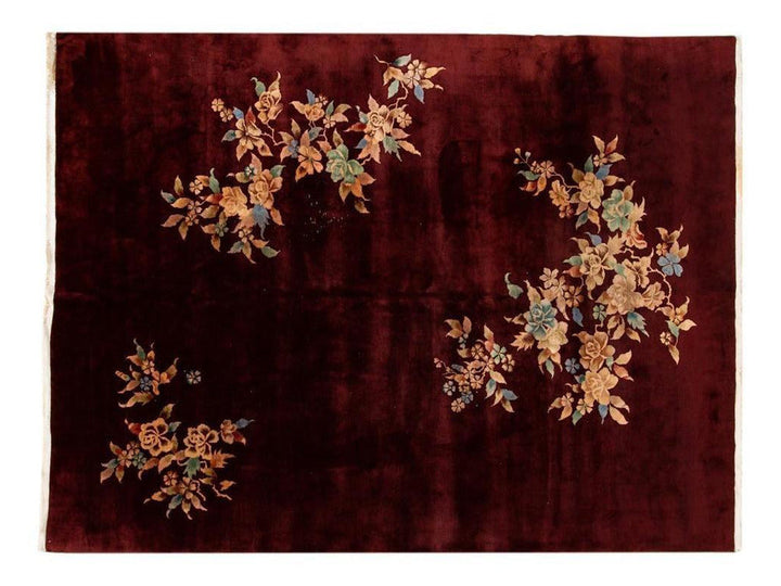 Antique Art Deco Chinese Wool Rug 9 X 12