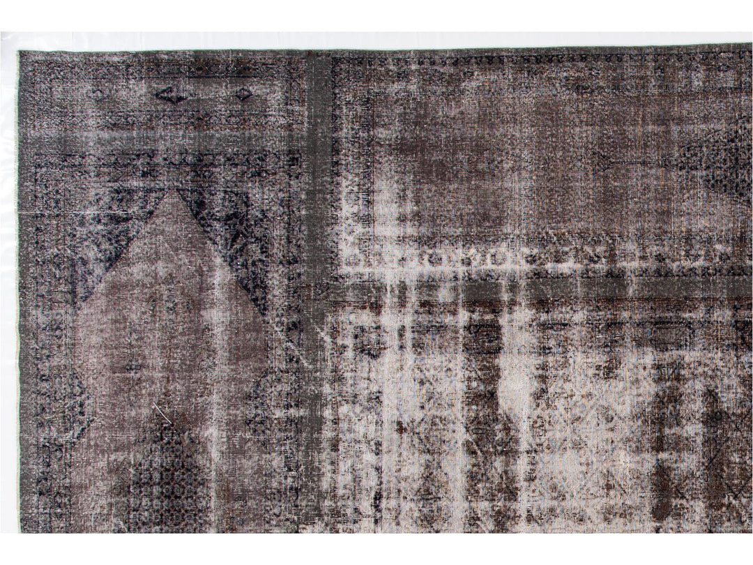 Vintage Gray Overdyed Wool Rug 11 x 17