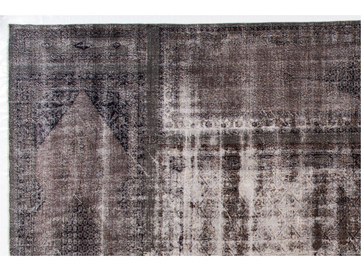 Vintage Gray Overdyed Wool Rug 11 x 17
