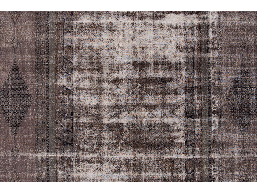 Vintage Gray Overdyed Wool Rug 11 x 17