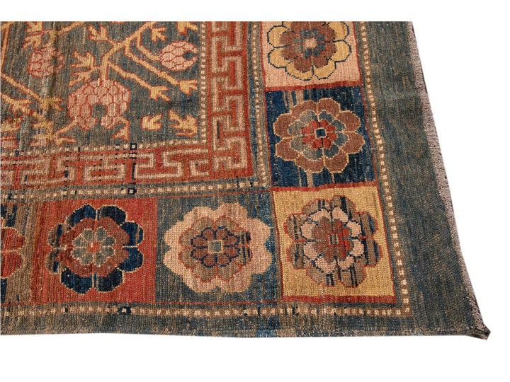 Vintage Khotan Style Tribal Wool Rug 7 X 10