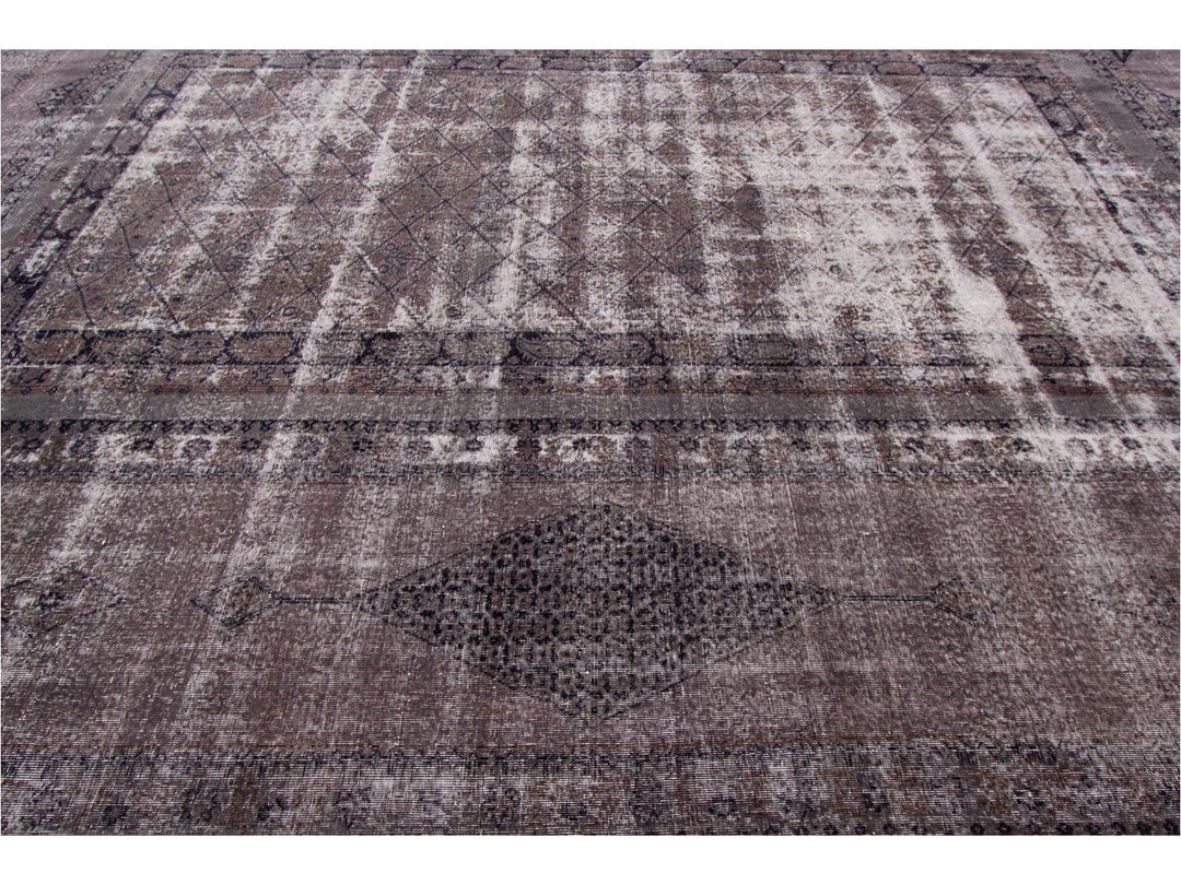 Vintage Gray Overdyed Wool Rug 11 x 17
