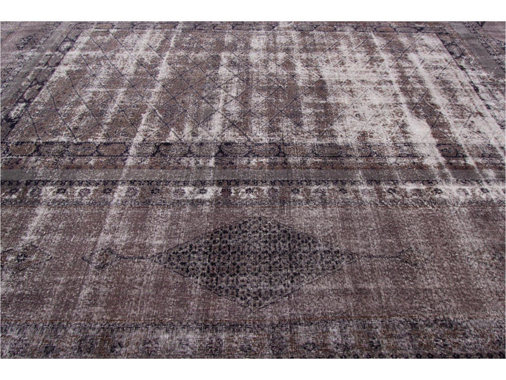 Vintage Gray Overdyed Wool Rug 11 x 17
