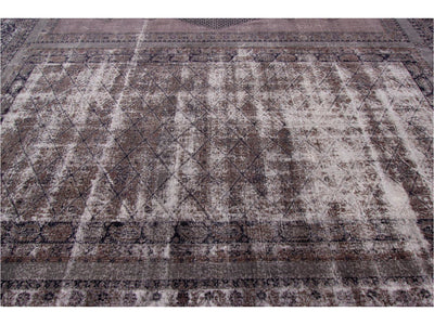 Vintage Gray Overdyed Wool Rug 11 x 17