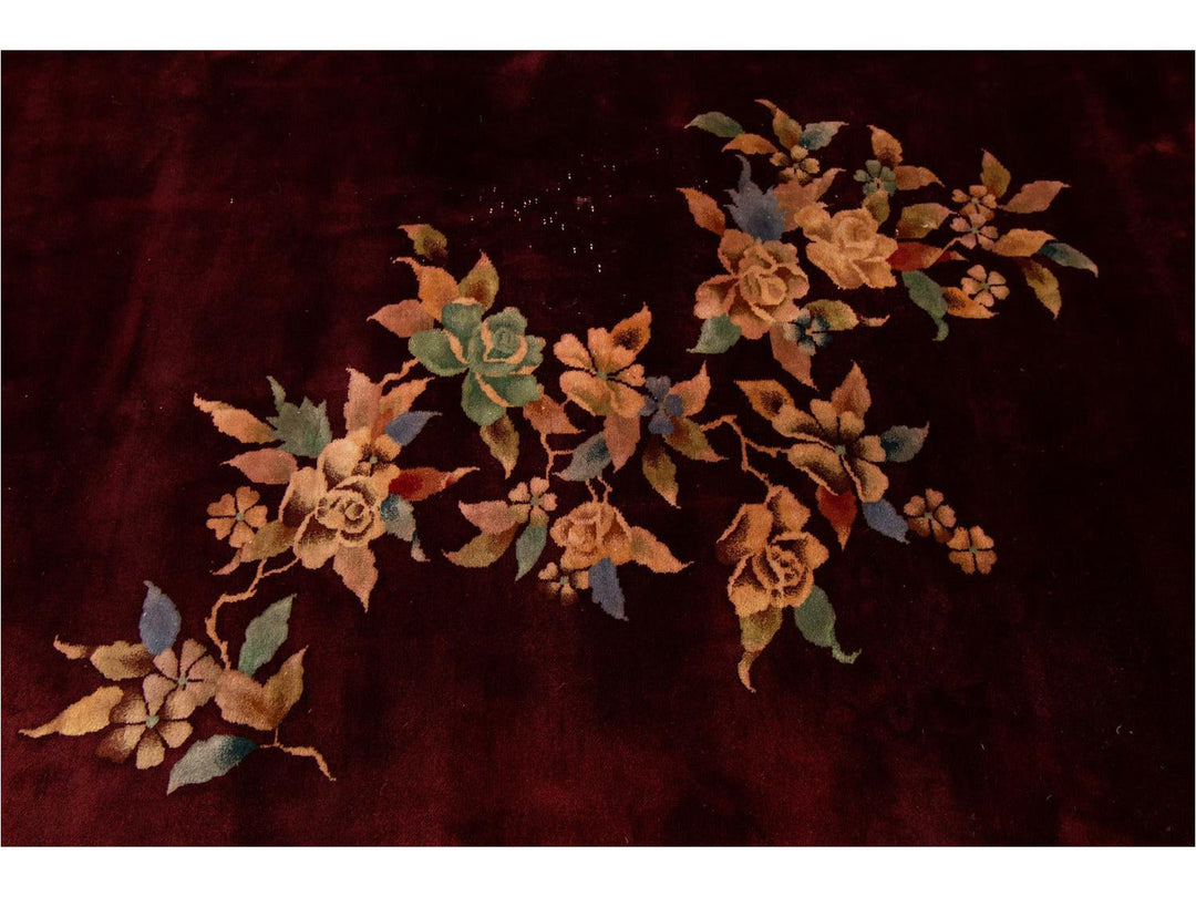 Antique Art Deco Chinese Wool Rug 9 X 12