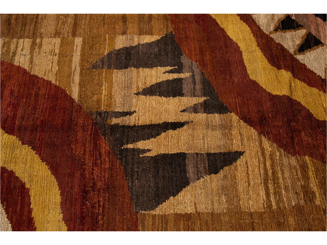 Vintage Art Deco Style Wool Rug 6 X 7