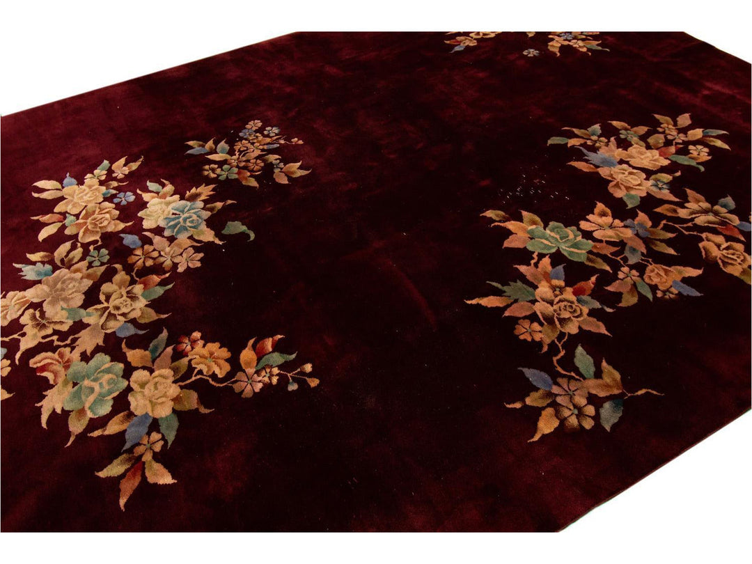 Antique Art Deco Chinese Wool Rug 9 X 12