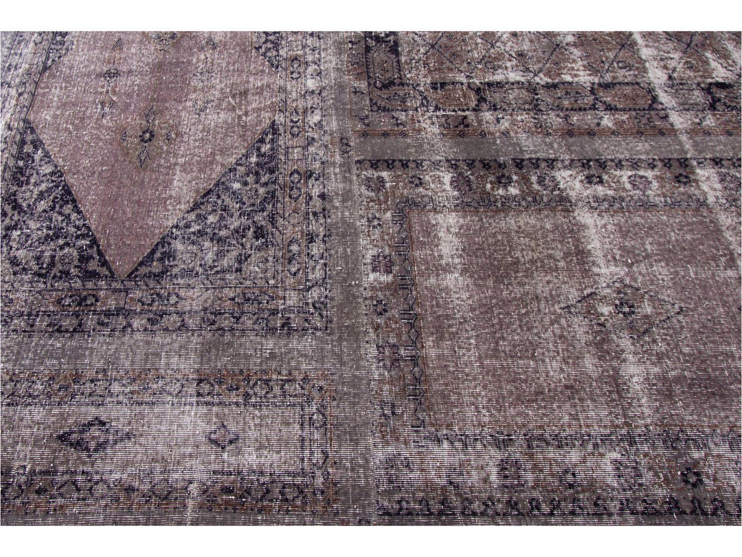Vintage Gray Overdyed Wool Rug 11 x 17
