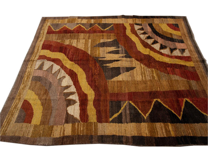 Vintage Art Deco Style Wool Rug 6 X 7