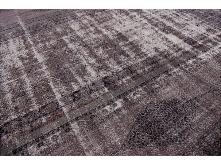 Vintage Gray Overdyed Wool Rug 11 x 17