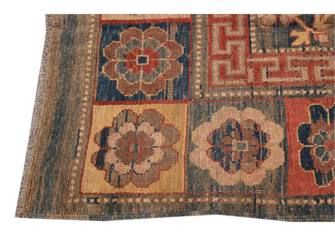 Vintage Khotan Style Tribal Wool Rug 7 X 10