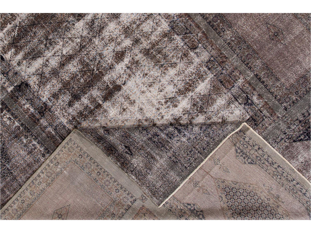 Vintage Gray Overdyed Wool Rug 11 x 17